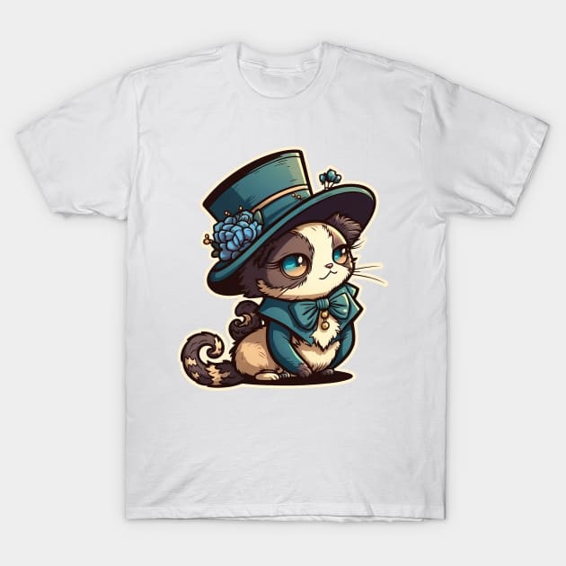 Ragdoll Cat Steampunk Victorian Era T-Shirt by Shaani